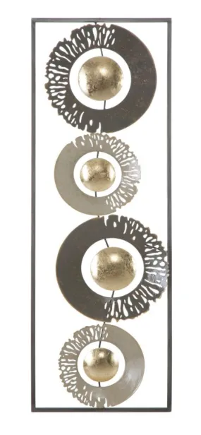 Round Geometric Metallic Wall Decor in Frame