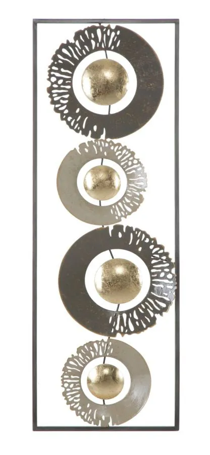 Round Geometric Metallic Wall Decor in Frame