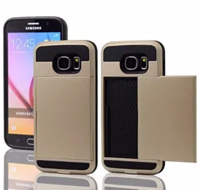 Samsung Galaxy S6 Case, Slim Hybrid Dual Layer w/ Card Slot Case for Galaxy S6 - Gold