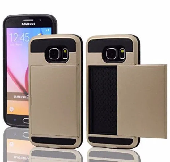 Samsung Galaxy S6 Case, Slim Hybrid Dual Layer w/ Card Slot Case for Galaxy S6 - Gold
