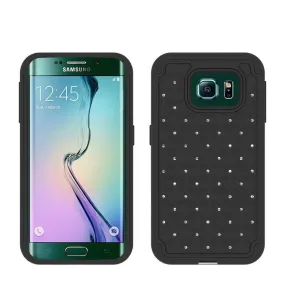 Samsung Galaxy S6 Crystal Rhinestone Slim Hybrid Dual Layer Case for Galaxy S6 - Black/Black