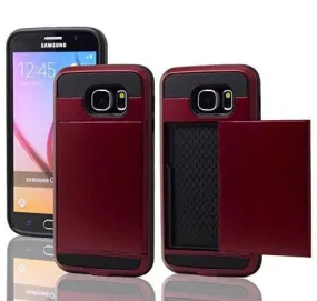 Samsung Galaxy S6 Edge Case, Slim Hybrid Armor w/ Card Slot Case Cover for Galaxy S6 Edge - Red