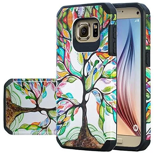Samsung Galaxy S6 Edge Case, Slim Hybrid Dual Layer Case Cover for Galaxy S6 Edge - Vibrant Tree