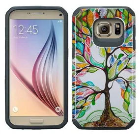 Samsung Galaxy S6 Edge Case, Slim Hybrid Dual Layer Case Cover for Galaxy S6 Edge - Vibrant Tree