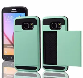 Samsung Galaxy S6 Edge Case, Slim Hybrid Dual Layer w/ Card Slot Case for Galaxy S6 Edge - Teal