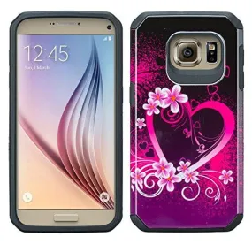 Samsung Galaxy S6 Slim Hybrid Dual Layer Case Cover for Galaxy S6 - Heart Butterflies
