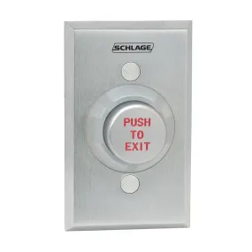 Schlage Electronics 621AL EX DA 1-1/4" Button, Single Gang, Aluminum Button Engraved "PUSH TO EXIT", Delayed Action (0-60 Seconds)