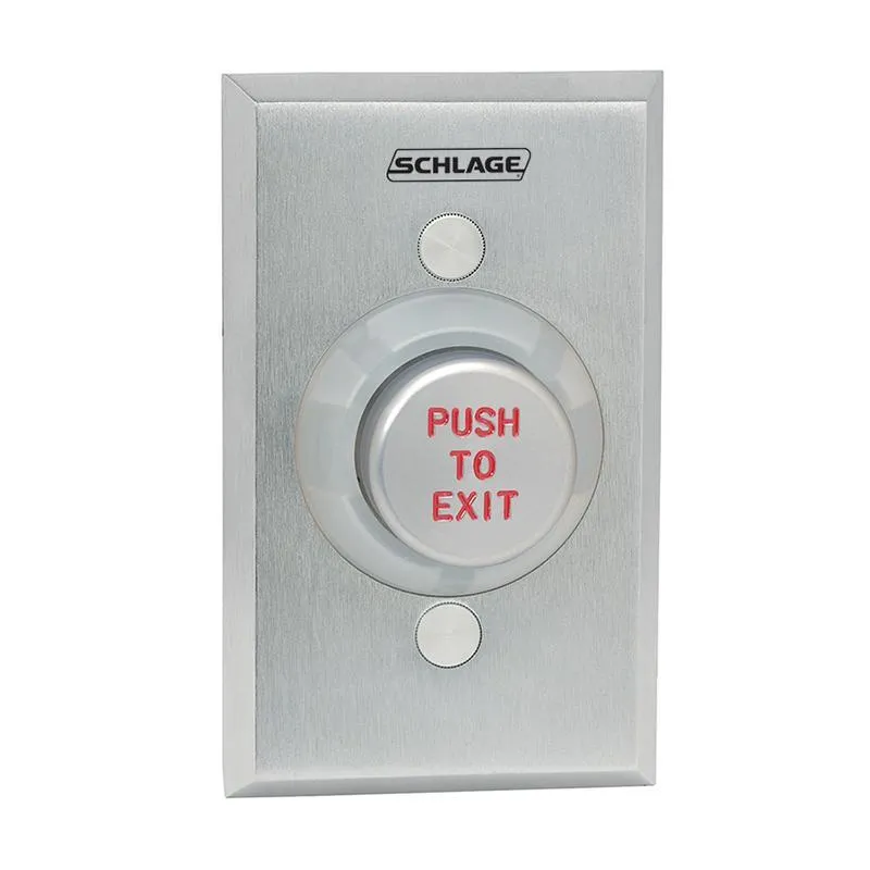 Schlage Electronics 621AL EX DA 1-1/4" Button, Single Gang, Aluminum Button Engraved "PUSH TO EXIT", Delayed Action (0-60 Seconds)