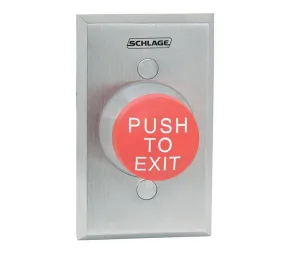 Schlage Electronics 621RD EX 1-1/4" Button, Single Gang, Red, "PUSH TO EXIT"
