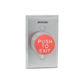 Schlage Electronics 623RD EX DA 1 5/8‟ Mushroom Button, Single Gang, Red, ‟PUSH TO EXIT‟, Delayed Action