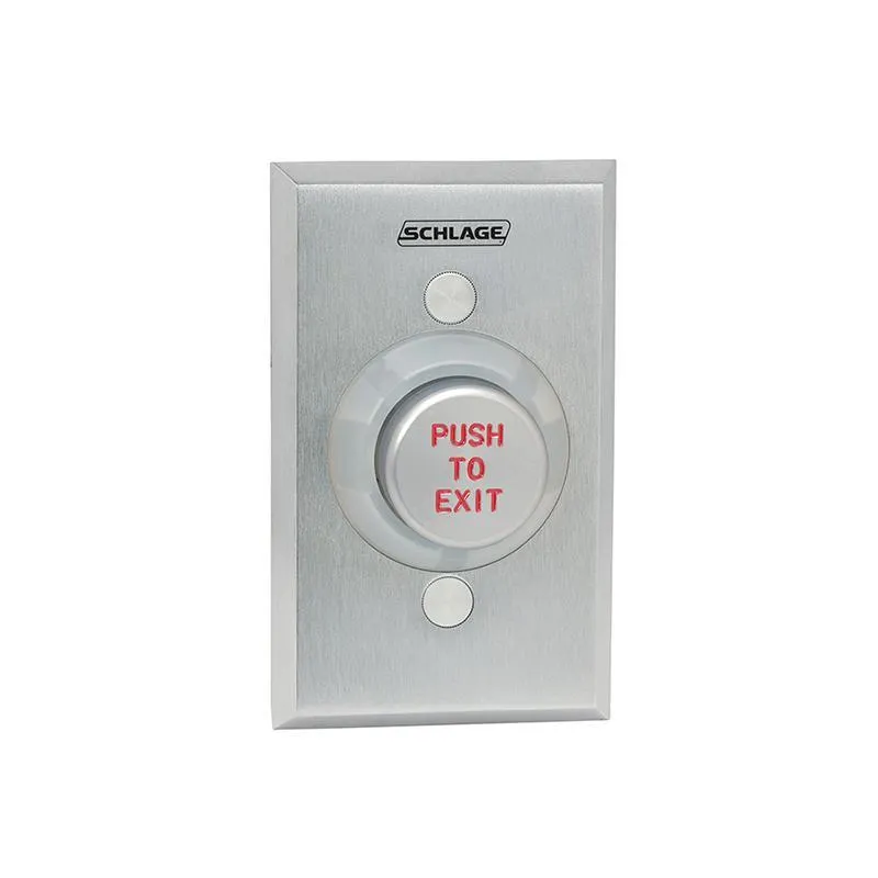 Schlage Electronics 631AL EX DA 1-1/4" Metal Button, Single Gang, Aluminum Button Engraved "PUSH TO EXIT", Delayed Action (0-60 Seconds)