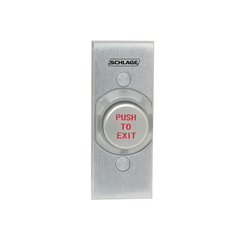 Schlage Electronics 631AL EX DA NS  1-1/4" Metal Button, Single Gang, Aluminum Button Engraved "PUSH TO EXIT", Delayed Action (0-60 Sec), Narrow Stile