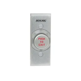 Schlage Electronics 631AL EX DA NS  1-1/4" Metal Button, Single Gang, Aluminum Button Engraved "PUSH TO EXIT", Delayed Action (0-60 Sec), Narrow Stile