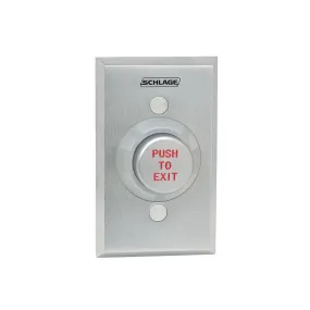 Schlage Electronics 631AL RD EX DA 1-1/4" Metal Button, Single Gang, Aluminum Button Red Coated, Engraved "PUSH TO EXIT", Delayed Action (0-60 Sec)