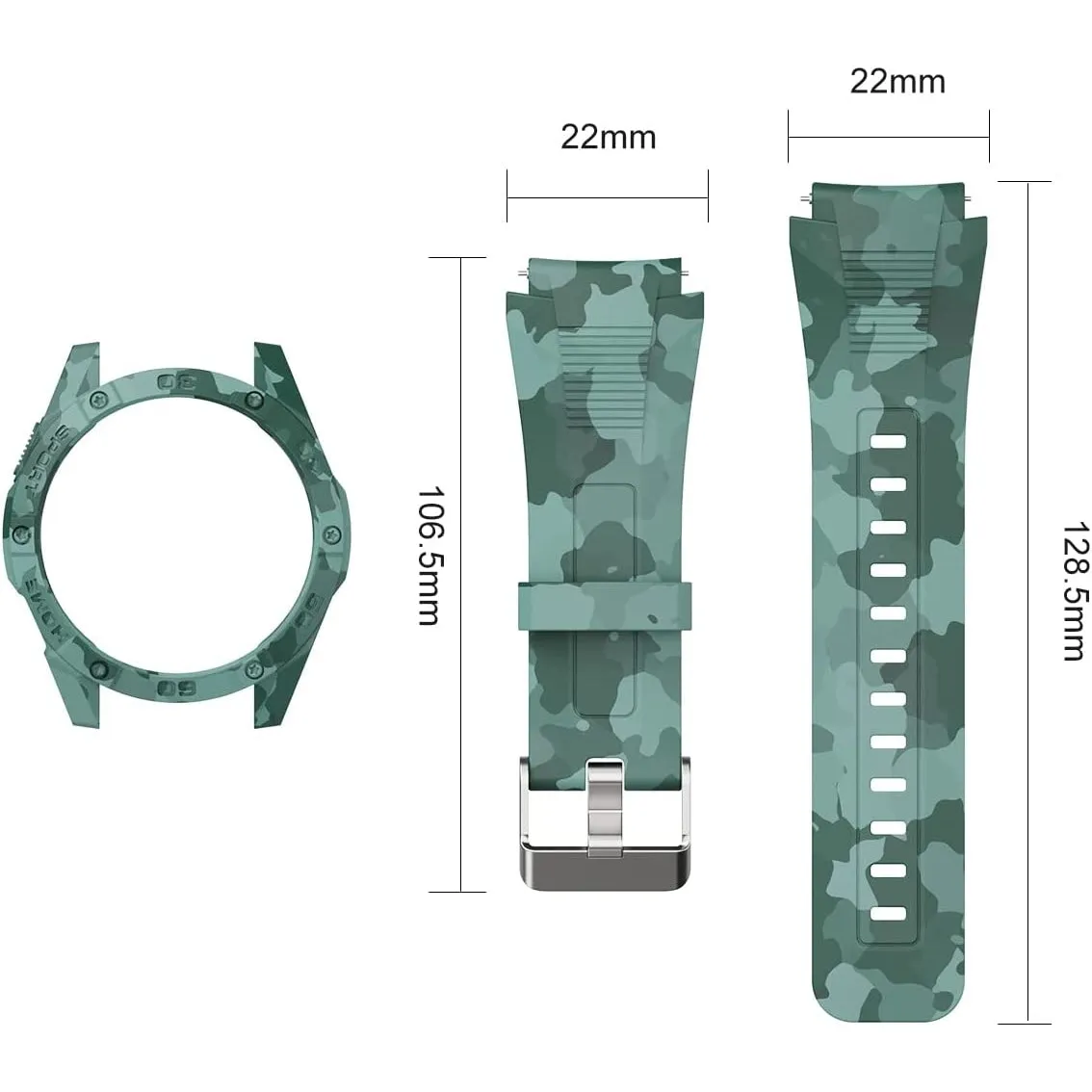 SIKAI for Huawei Watch GT3 46mm - Protective Case and Replacement Band Set in Camouflage Desig