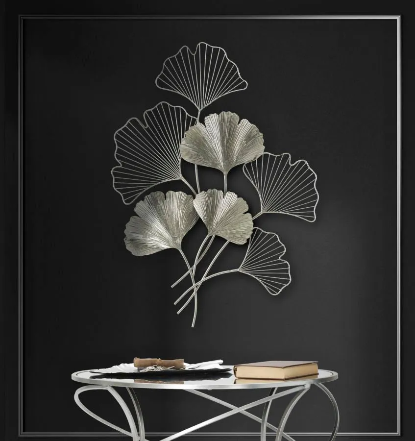 Silver Flower & Leaves Wall Decor