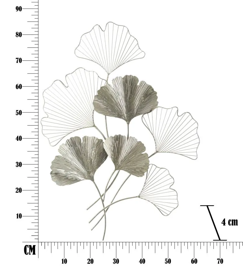 Silver Flower & Leaves Wall Decor