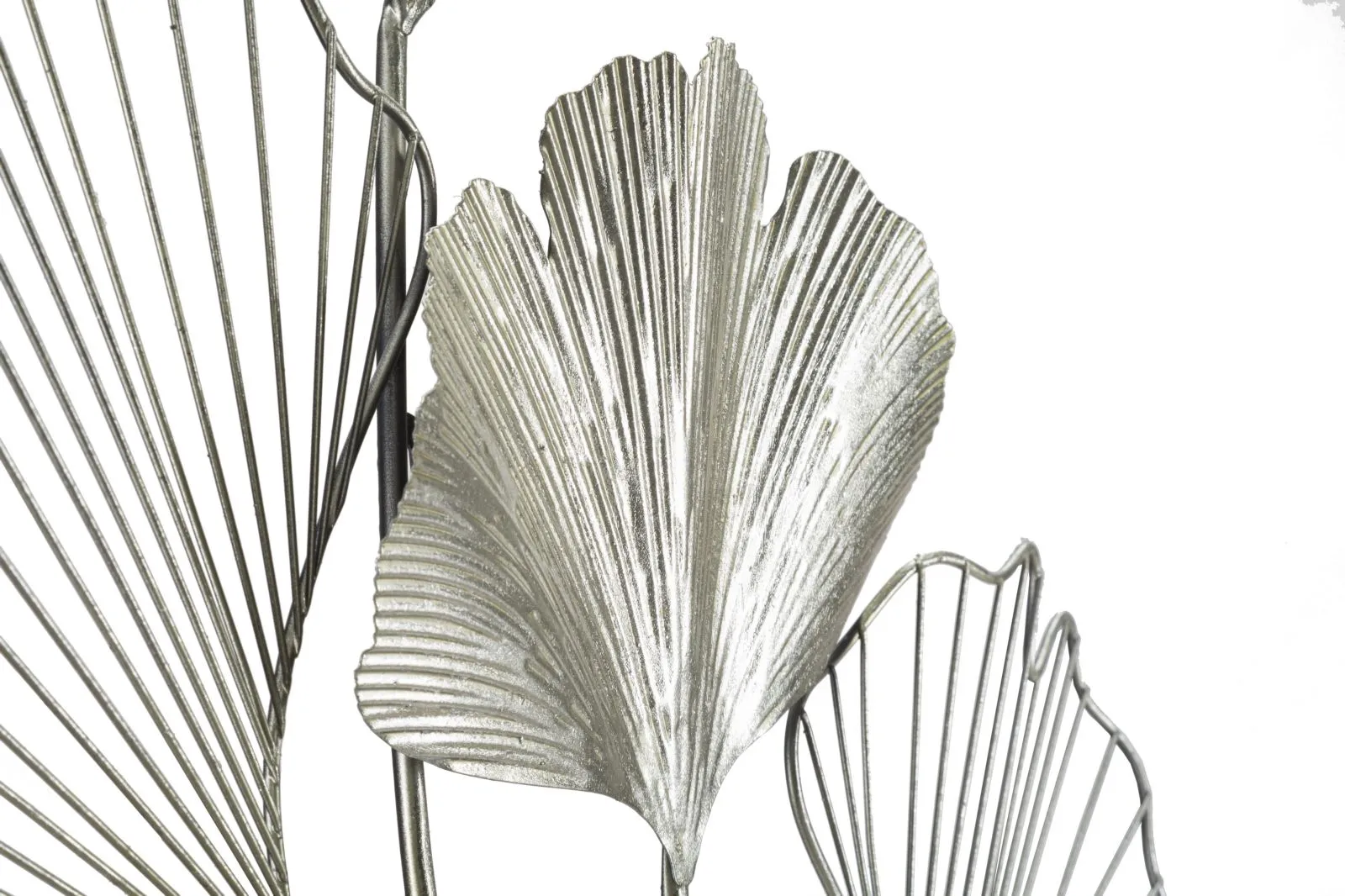Silver Flower & Leaves Wall Decor