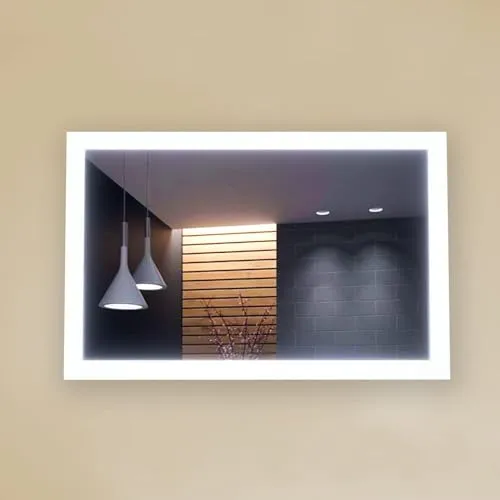 SRA Home Decor Vitality Escale Lighted Rectangular Mirror, 24" x 18" (60.1cm x 45.7 cm), Peripheral LED Lights, Anti-Fog, Touchless Switch with Defogger, Light Mirror for Bathroom (24x18 Inches)
