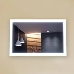 SRA Home Decor Vitality Escale Lighted Rectangular Mirror, 24" x 18" (60.1cm x 45.7 cm), Peripheral LED Lights, Anti-Fog, Touchless Switch with Defogger, Light Mirror for Bathroom (24x18 Inches)