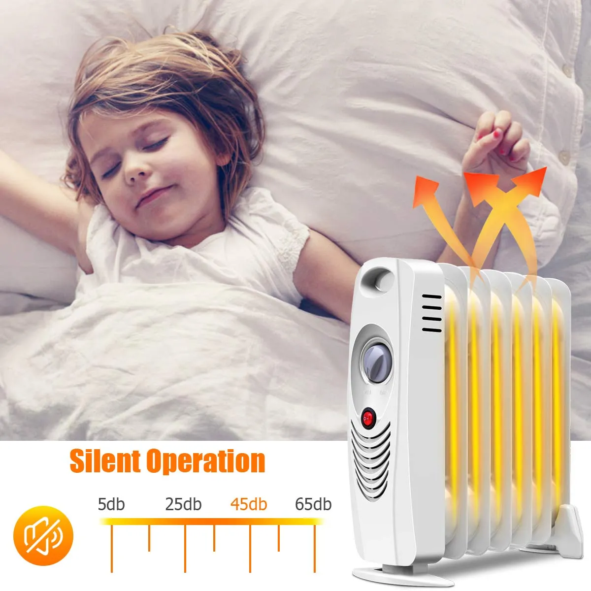 Tangkula Oil Filled Radiator Heater, 700W Portable Space Heater Radiator with Adjustable Thermostat