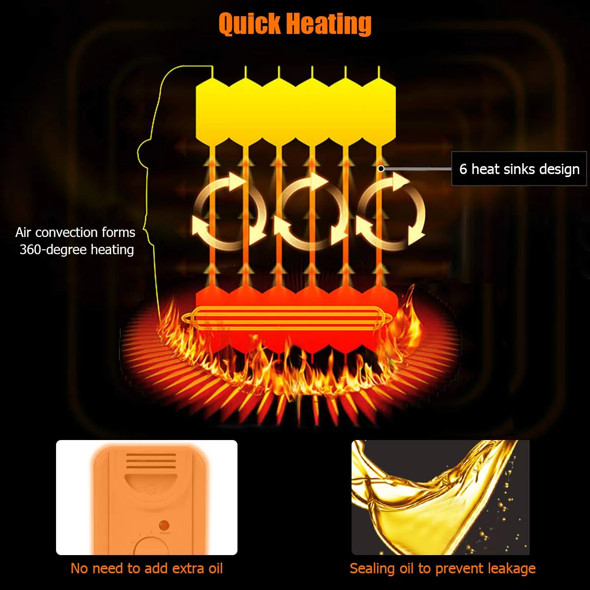 Tangkula Oil Filled Radiator Heater, 700W Portable Space Heater Radiator with Adjustable Thermostat