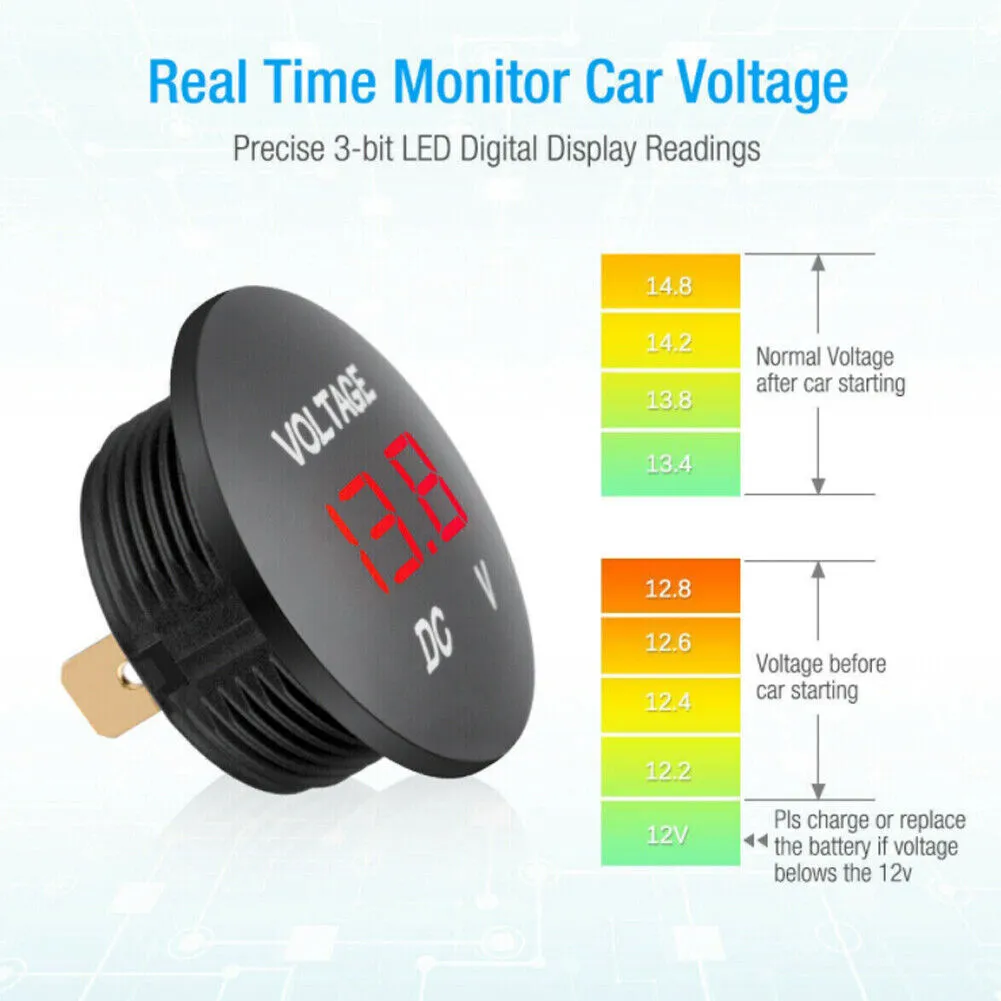 US 2-4 Pack Waterproof Mini Digital Display Voltage Meter DC 12V-24V Car Marine
