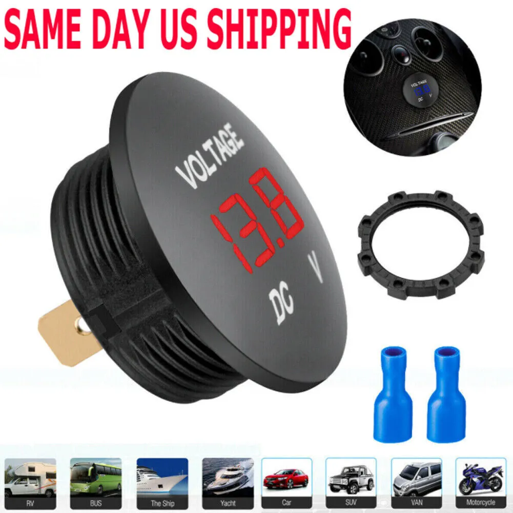 US 2-4 Pack Waterproof Mini Digital Display Voltage Meter DC 12V-24V Car Marine