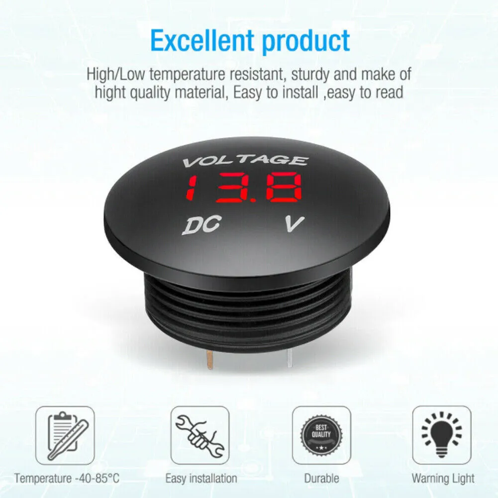 US 2-4 Pack Waterproof Mini Digital Display Voltage Meter DC 12V-24V Car Marine
