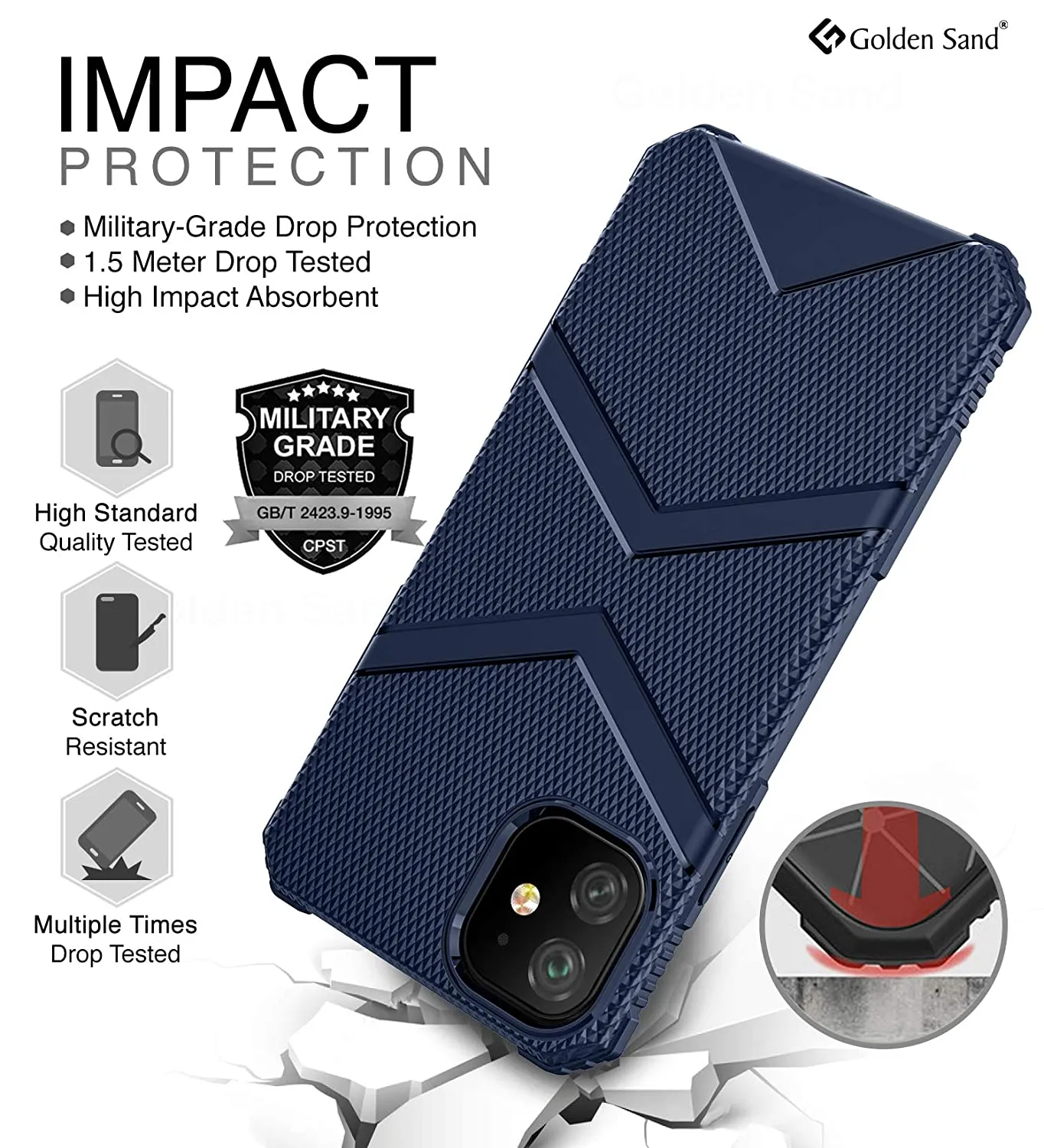 X-Armor Military Series Shock Proof Back Cover for Apple iPhone 11 6.1 inch, Blue