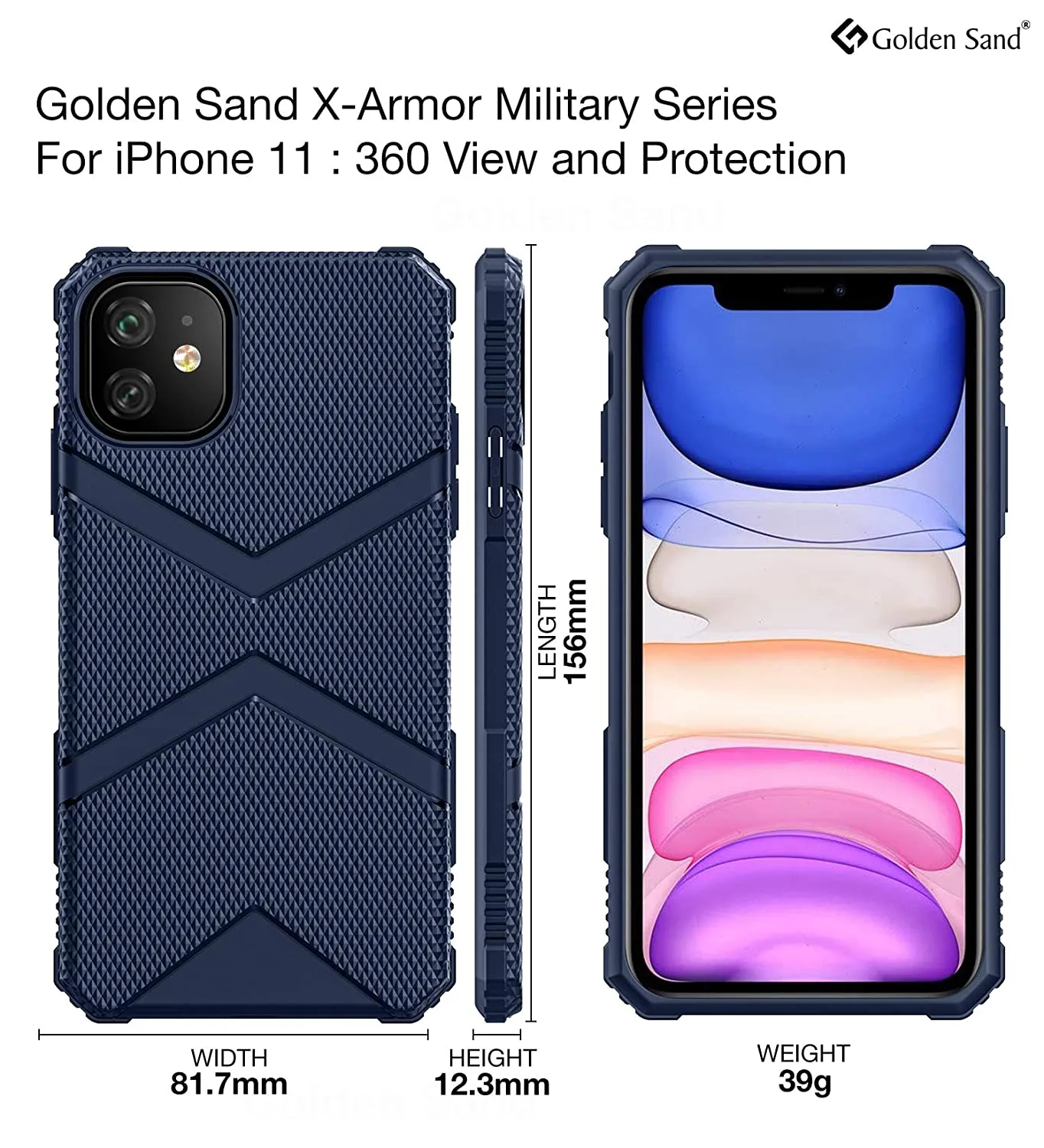 X-Armor Military Series Shock Proof Back Cover for Apple iPhone 11 6.1 inch, Blue