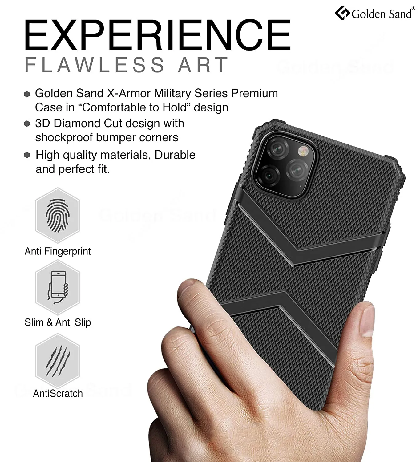 X-Armor Military Series Shock Proof Back Cover for Apple iPhone 11 Pro Max 6.5 inch, Black