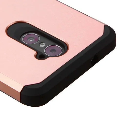 ZTE Grand X Max 2 Case, ZTE Imperial Max Z963U Case, ZTE Max Duo Case, Dual Layer Shockproof Hybrid Armor Rubber Gel Drop Protection Defender Case Cover For ZTE Grand X Max 2 - Rose Gold