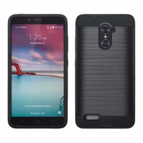ZTE Grand X Max 2 Case | ZTE Imperial Max/Max Duo Slim Hybrid Dual Layer [Shock Resistant] Armor Case Cover for ZTE Grand X Max 2/Imperial Max/Max Duo LTE - Brush Black