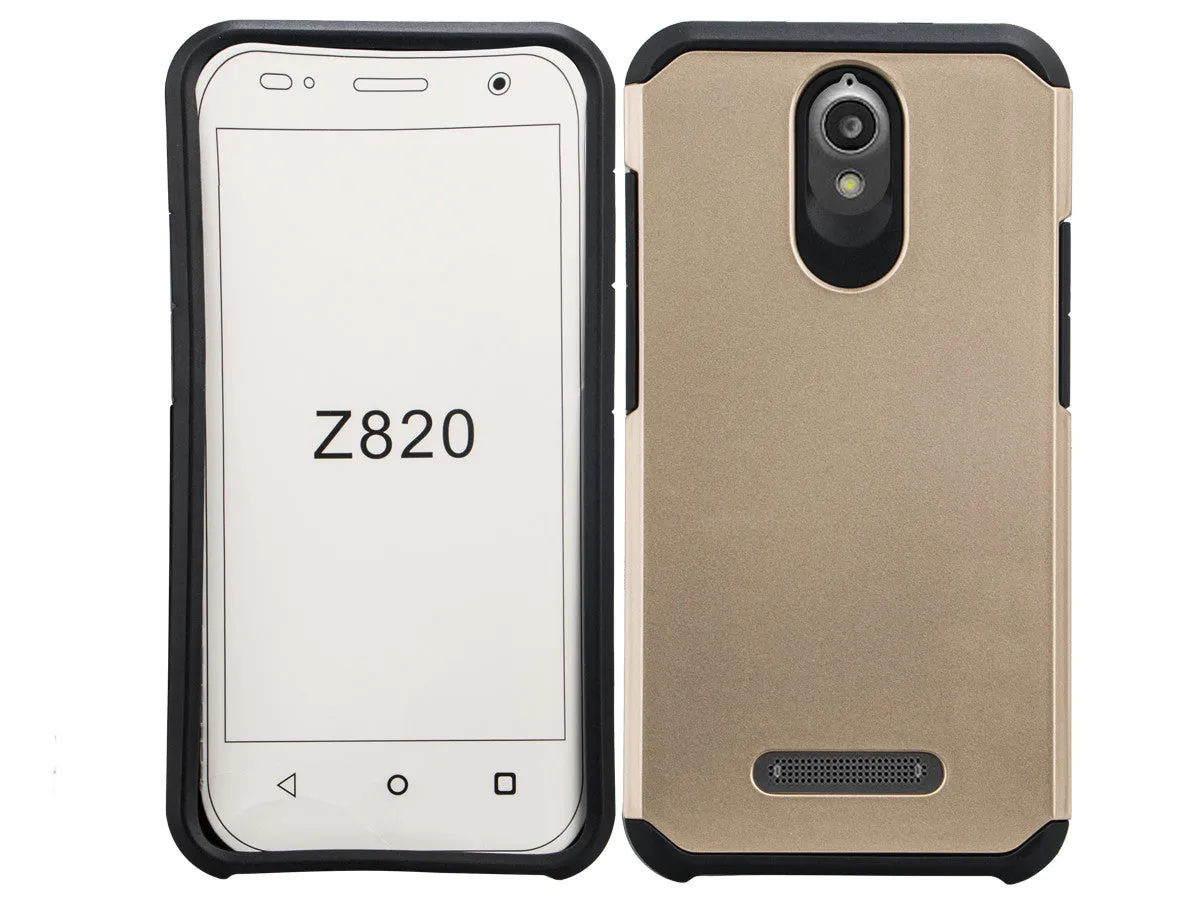 ZTE Obsidian | ZTE Z820 Case, SlimHybrid Dual Layer Armor[Impact/Shock Resistant] Case for ZTE Obsidian | ZTE Z820 - Gold/Black