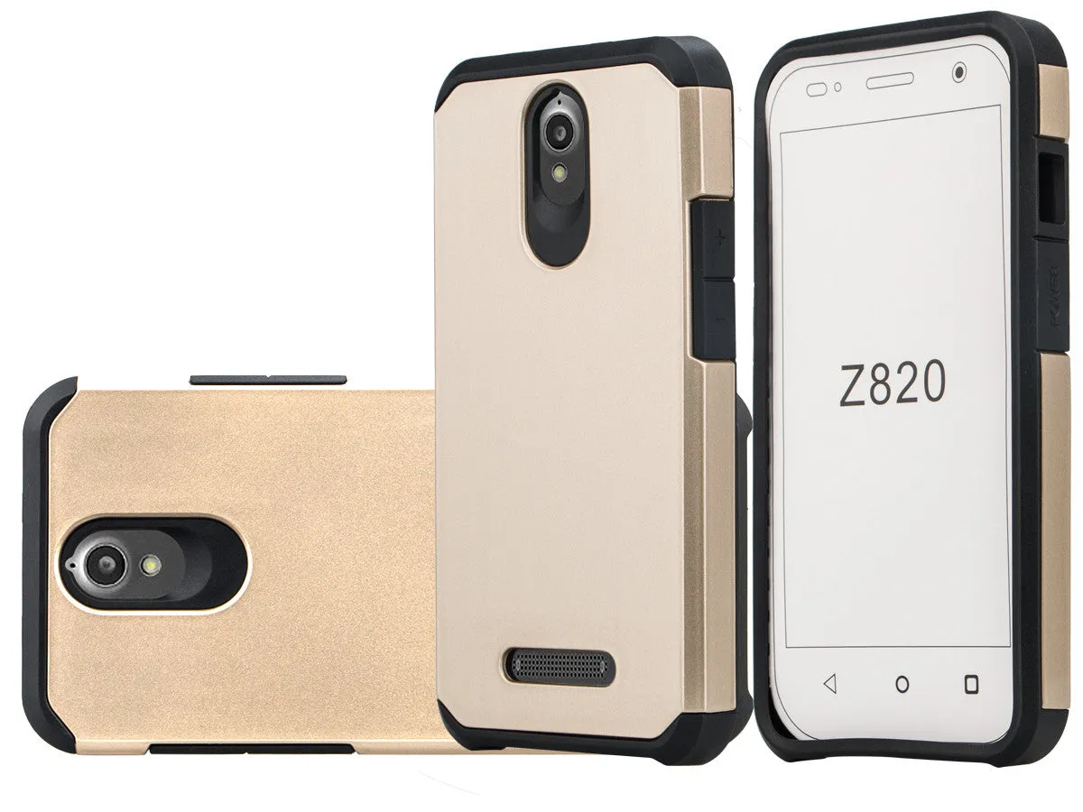 ZTE Obsidian | ZTE Z820 Case, SlimHybrid Dual Layer Armor[Impact/Shock Resistant] Case for ZTE Obsidian | ZTE Z820 - Gold/Black