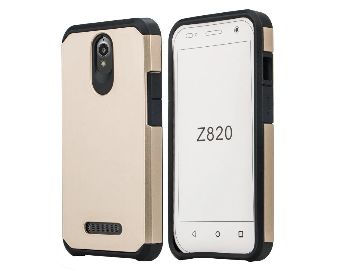ZTE Obsidian | ZTE Z820 Case, SlimHybrid Dual Layer Armor[Impact/Shock Resistant] Case for ZTE Obsidian | ZTE Z820 - Gold/Black