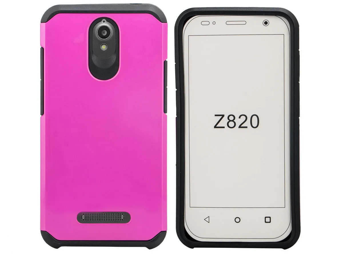 ZTE Obsidian | ZTE Z820 Case, SlimHybrid Dual Layer Armor[Impact/Shock Resistant] Case for ZTE Obsidian | ZTE Z820 - Hot Pink/Black