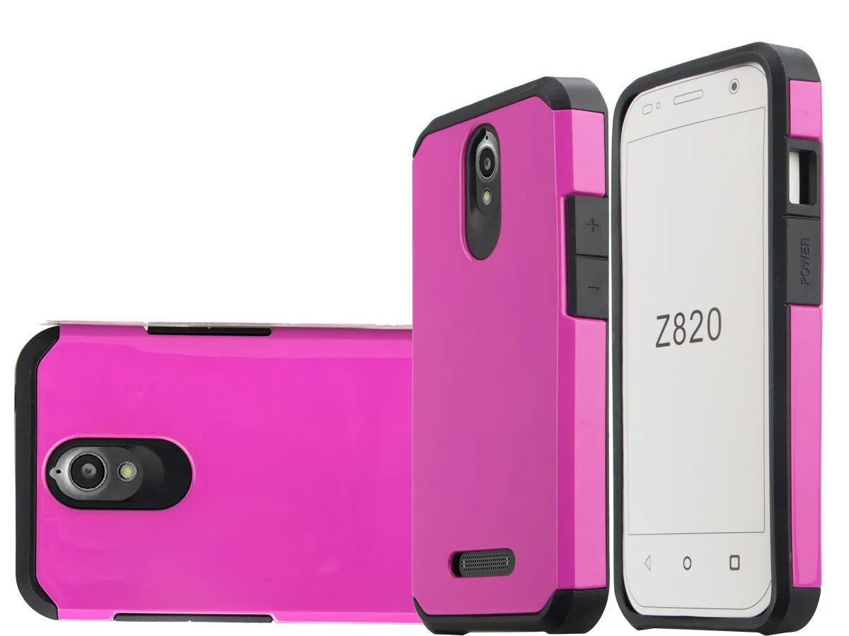 ZTE Obsidian | ZTE Z820 Case, SlimHybrid Dual Layer Armor[Impact/Shock Resistant] Case for ZTE Obsidian | ZTE Z820 - Hot Pink/Black