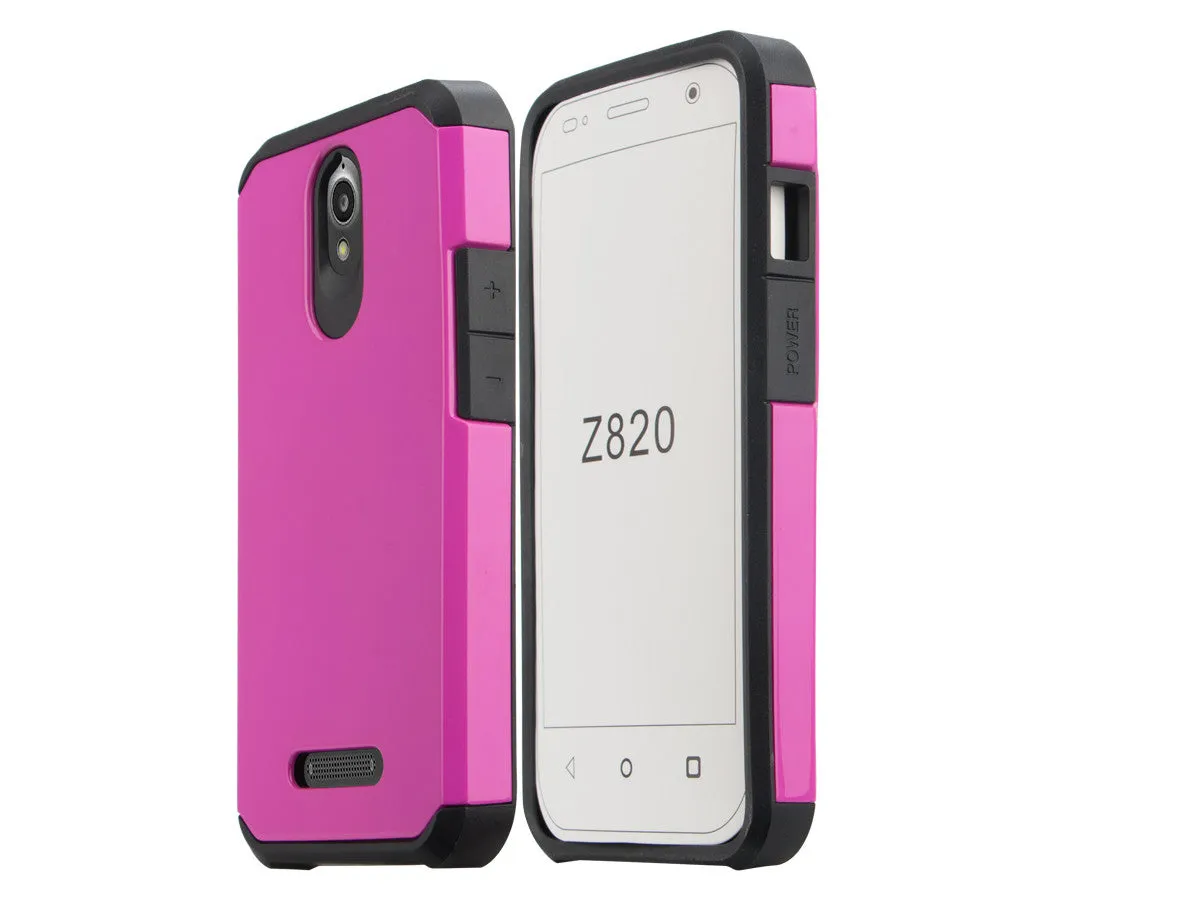 ZTE Obsidian | ZTE Z820 Case, SlimHybrid Dual Layer Armor[Impact/Shock Resistant] Case for ZTE Obsidian | ZTE Z820 - Hot Pink/Black